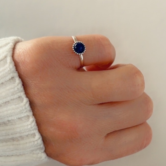 Sterling Silver Dainty Sodalite Ring - Picture 7 of 13